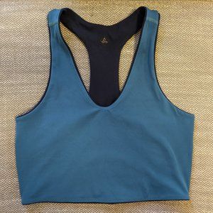 prAna Momento navy blue/turquoise reversible crop top size small